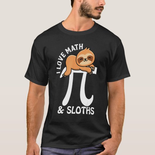 I Love Math and Sloths Pi Day T-shirt (Voorkant)