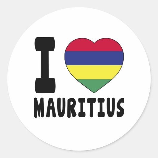 I Love Mauritius Ronde Sticker (Voorkant)