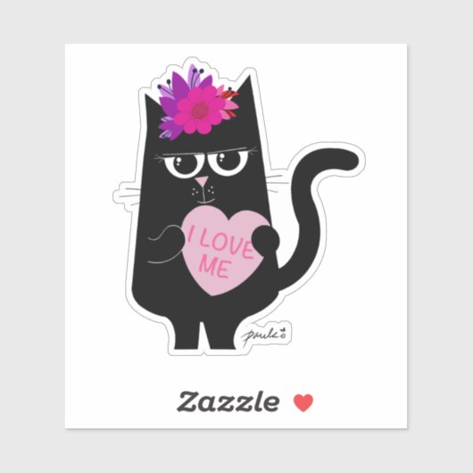 I Love Me - Sticker blanc brillant de 4" (Feuille)