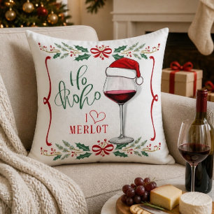 I Love Merlot Coussin de Noël