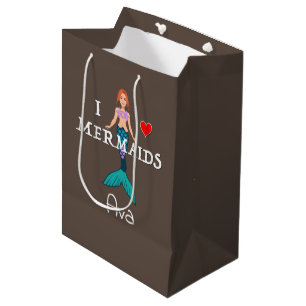 I Love Mermaids Design - Gift Bag - Medium Cadeauzakje