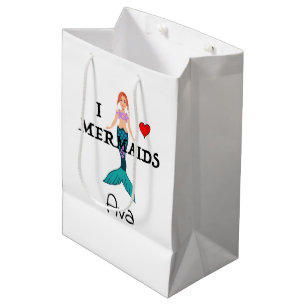 I Love Mermaids Design - Gift Bag - Medium Cadeauzakje