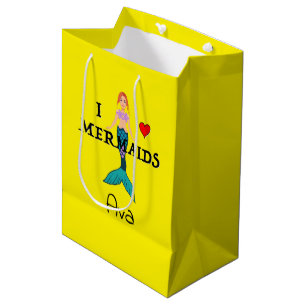 I Love Mermaids Design - Gift Bag - Medium Cadeauzakje