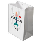 I Love Mermaids Design - Gift Bag - Medium Medium Cadeauzakje (Achterkant Gekanteld)