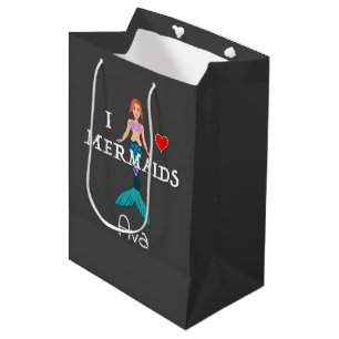 I Love Mermaids Design - Gift Bag - Medium Medium Cadeauzakje