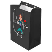 I Love Mermaids Design - Gift Bag - Medium Medium Cadeauzakje (Achterkant Gekanteld)