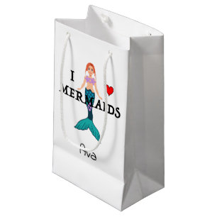 I Love Mermaids Design - Gift Bag - Small Klein Cadeauzakje