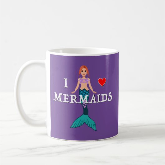 I Love Mermaids Design - Mug Classique (Gauche)