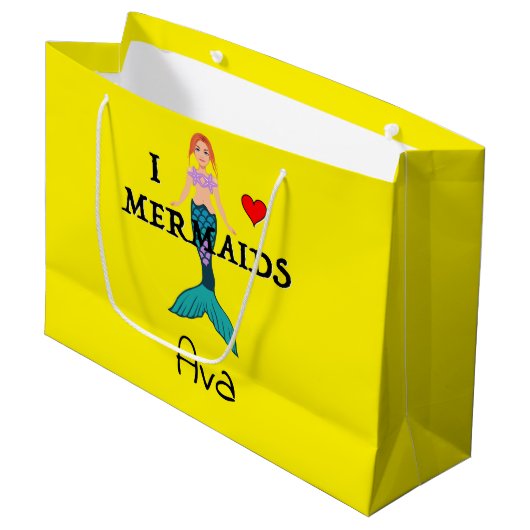 I Love Mermaids Design - Sac Cadeau - Grand (Devant Angle)