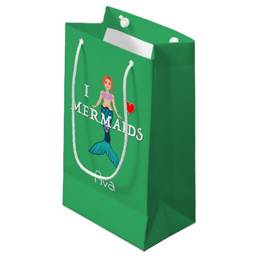 I Love Mermaids Design - Sac Cadeau - Petit (Devant Angle)