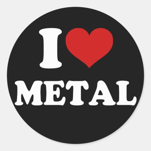 I Love Metal Ronde Sticker (Voorkant)