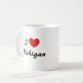 I Love Michigan Heart Typography Coffee Mug (Devant gauche)