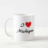 I Love Michigan Heart Typography Coffee Mug (Gauche)