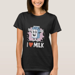 I Love Milk Cartoon Fun Style voor zuivelliefhebbe T-shirt