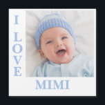 I Love Mimi Typographie Photo Carte magnétique<br><div class="desc">Carte photo doux avec typographie I L-O-V-E Mimi.  Ajoutez votre propre photo pour customiser. Si mignon !</div>