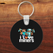 I Love Miners Funny Mining Gamer Xel Ckaxe  Sleutelhanger (Voorkant)