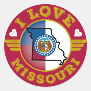 I Love Missouri State Flag and Map Ronde Sticker