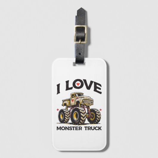 I Love Monster Truck Bagagelabel (Voorkant (verticaal))