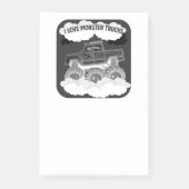 I Love Monster Trucks Douche Gris Échelle Post-it  (Devant)