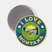 I Love Montana State Flag and Map Magneet (Voorkant / Achterkant)