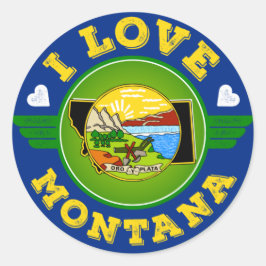 I Love Montana State Flag and Map Ronde Sticker