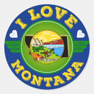 I Love Montana State Flag and Map Ronde Sticker