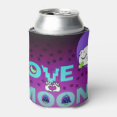 "I Love Moon" - Een grillig hemels kunstontwerp Blikjeskoeler (Blikje Voorkant)