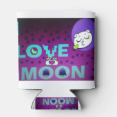 "I Love Moon" - Een grillig hemels kunstontwerp Blikjeskoeler (Achterkant)