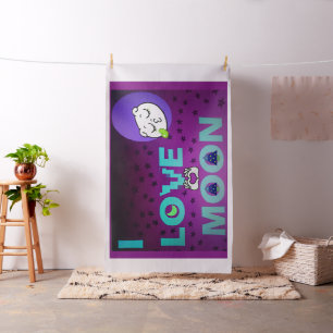 "I Love Moon" - Een grillig hemels kunstontwerp Stof