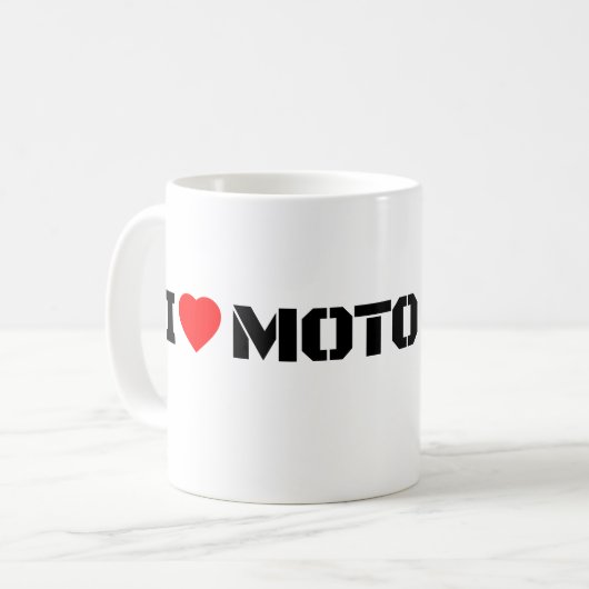 I Love Moto Motorcycle Coffee Mug (Devant gauche)