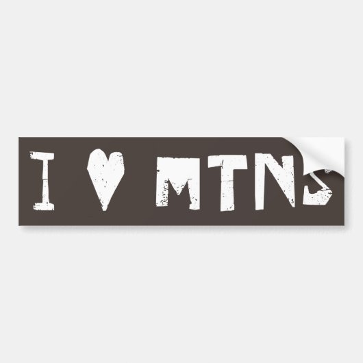 I Love Mountains Bumpersticker (Voorkant)