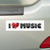 I Love Music Bumper Sticker (En voiture)