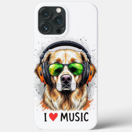 I Love Music Golden Retriever iPhone / iPad hoesje