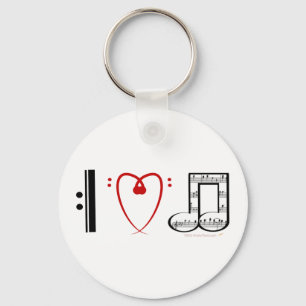 I Love Music (I hart noten) Sleutelhanger