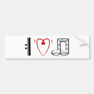 I Love Music (I Heart Notes) Bumpersticker