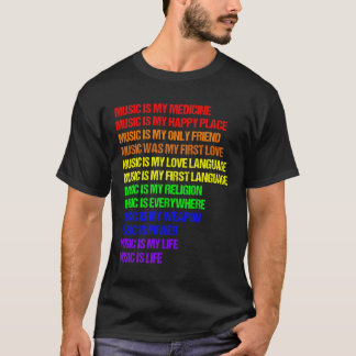  I Love Music Lover Rainbow Quotes T-shirt