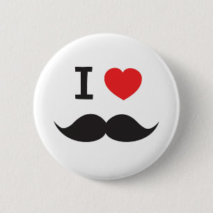 I Love Mustache Ronde Button 5,7 Cm