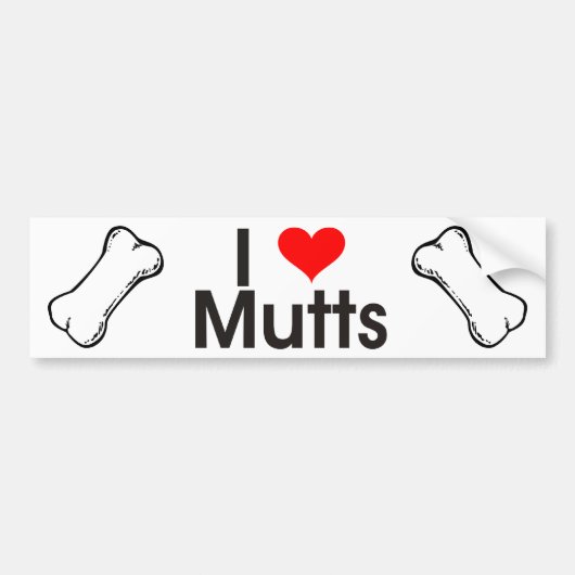 I Love Mutts Bumpersticker (Voorkant)