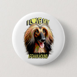 I Love My Afghan Hound – Elegant Dog Lover Design Ronde Button 5,7 Cm