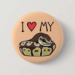 "I Love My Ball Python" Cute Snake Drake Button