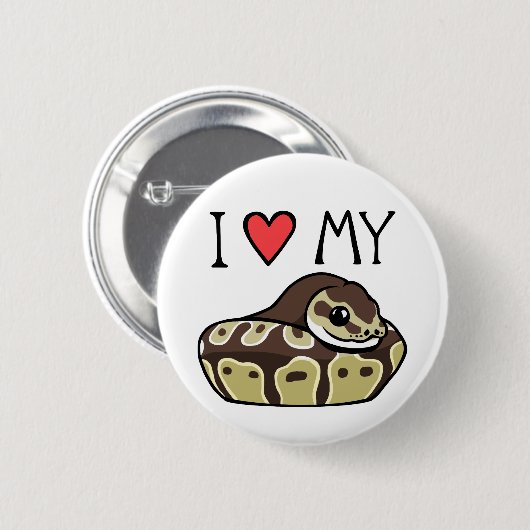 "I Love My Ball Python" Cute Snake Drake Button (Voorkant /achterkant)