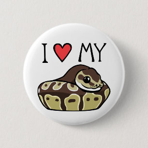 "I Love My Ball Python" Cute Snake Drake Button