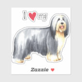 I Love my Bearded Collie Vinyl Sticker (Feuille)