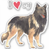I Love my Belgian Tervuren Vinyl Sticker (Devant)