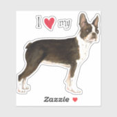 I Love my Boston Terrier Vinyl Sticker (Feuille)