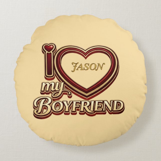 I Love My Boyfriend Custom Rond Kussen (Voorkant)