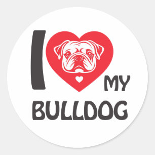 I Love My Bulldog - Grappig & Schattige Hondenlief Ronde Sticker