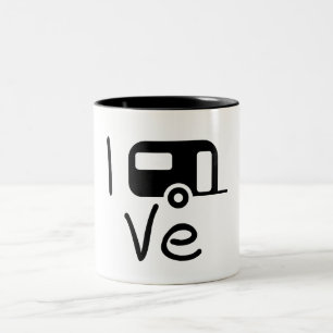 i love my caravan. Ik hou van kamperen. Vakantie Tweekleurige Koffiemok