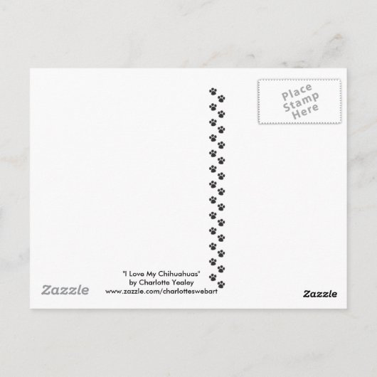 "I Love My Chhihuahua" Carte postale Chien Art (Dos)