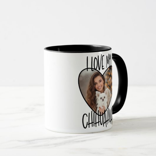I Love My Chihuahua Custom Photo In A Heart Mok (Voorkant rechts)